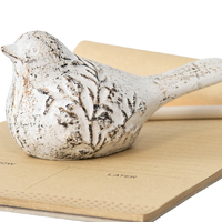 Willow &amp; Silk Cast Iron 15cm Resting Bird White Embossed Paperweight