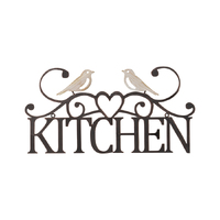 Willow &amp; Silk Metal 47cm &#39;Kitchen&#39; Heart/Lovebirds Plaque Sign Wall Art