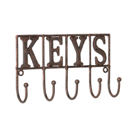 Willow &amp; Silk Cast-Iron 21cm &#39;Keys&#39; Sign 5-Hook Hanger/Organiser