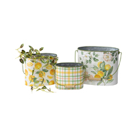 Willow &amp; Silk Metal 41/33/25cm Set of 3 Summer Lemons Pot/Planter/Buckets