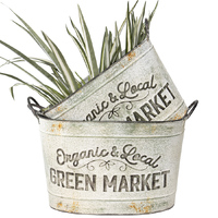 Willow &amp; Silk Nested 38cm/34.5cm Set of 2 &#39;Organic &amp; Local&#39; Planter Buckets