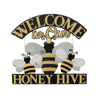 Willow &amp; Silk Metal 43cm &#39;Welcome To Our Honey Hive&#39; Plaque Sign Wall Art