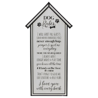 Willow &amp; Silk Pet Room 66cm White Metal &#39;Dog Rules&#39; Plaque Sign Wall Art 