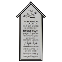 Willow &amp; Silk Pet Room 66cm White Metal &#39;Cat Rules&#39; Plaque Sign Wall Art 