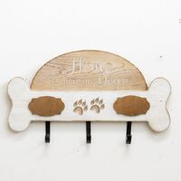 Willow &amp; Silk Wooden 40cm &#39;Home Is Where My Dog Is&#39; Sign 3 Wall Hooks