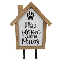 Willow &amp; Silk Wooden Organiser 26cm Pets Love Sign Wall Art w/2 Hooks