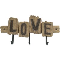 Willow &amp; Silk Handmade 56cm &#39;Love&#39; Plaque Sign Wall Art/3-Hook Coat Hanger 