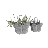 Willow &amp; Silk Nested 37.5/30.5cm Set of 2 Butterfly Metal Planter w/Handles