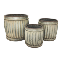 Willow &amp; Silk Vintage Metal 27/22/13cm Set of 3 Garden Pot Planters/ Bins 