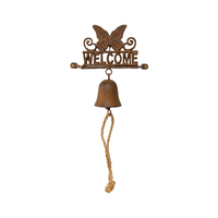 Willow &amp; Silk Hanging 73cm Brown Butterfly &#39;Welcome&#39; Sign Door Bell w/ Rope