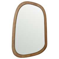 Asymmetric Square Wood-Framed Wall Mirror 62cm