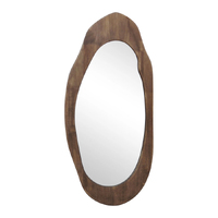 Willow &amp; Silk Wood-Framed 70x32cm Mid-Century Asymmetric Brown Wall Mirror