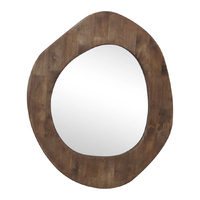 Willow &amp; Silk Wood-Framed 65x54cm Mid-Century Asymmetric Brown Wall Mirror