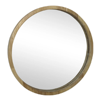 Willow &amp; Silk Wood-Framed 60cm Scandinavian Nordic Style Round Wall Mirror