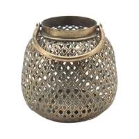 Willow &amp; Silk Vintage Golden 16cm Diamant Pillar Candle Holder