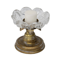 Willow &amp; Silk Vintage Lotus 16cm Golden Lustre Candle Holder