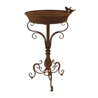 Willow &amp; Silk Metal 64.5cm Rust Pressed Garden Bird Bath On Stand