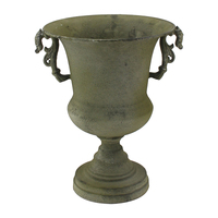 Willow &amp; Silk Metal 27cm Vintage Green Classic Urn Planter w/ Handles 