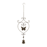 Willow &amp; Silk Metal 82cm Hanging Butterfly w/ Bird Wind Chime/ Witch Bell