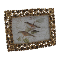 Willow &amp; Silk Alloy/MDF 18cm Antique Gold Photo Frame w/ Flowers 