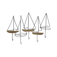 Willow &amp; Silk Metal MDF 70cm Sailboats 5-Hook Coat/Hat/Scarf Rack