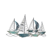 Willow &amp; Silk Metal/MDF 90cm Ocean Sailboats Wall Art