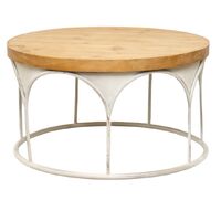 Willow &amp; Silk Round 61cm Wooden-Top Arch Coffee Table/Side Table