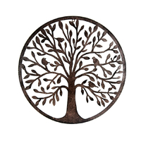 Round Metal Tree-of-Life w/Birds Wall Art