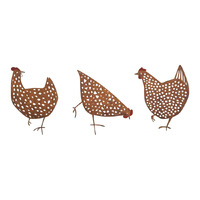 &#39;Chook Family&#39; Garden Stakes Set of 3