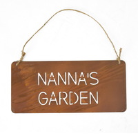 Willow &amp; Silk Metal 33cm &#39;Nanna&#39;s Garden&#39; Laser Cut Hanging Plaque Sign 