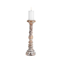 Willow &amp; Silk Handmade Wooden 40cm Embellished Pillar Candle Holder