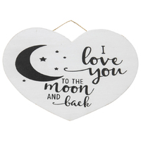 Willow &amp; Silk Wooden Plaque 30cm &#39;Love You To The Moon&#39; Sign Wall Art 