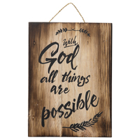 Willow &amp; Silk Handmade Wooden 20cm &#39;All Possible With God&#39; Sign Wall Art