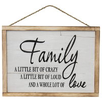 Handmade &#39;Family Crazy Love&#39; Sign Wall Art