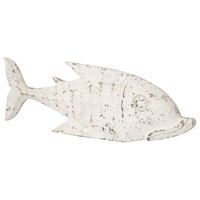 Willow &amp; Silk Handmade 60cm Wooden White Fish Figurine/Table Ornament 