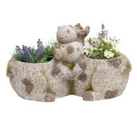 Willow &amp; Silk Magnesium 42cm Cuddling Cows Garden Pot/Planter