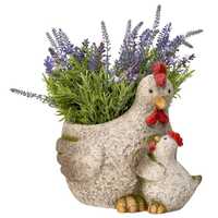 Willow &amp; Silk Animal Pot Chicken With Chick Planter