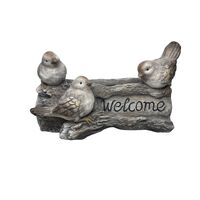 Willow &amp; Silk Magnesium 38cm &#39;Welcome&#39; Plaque Sign 3-Birds Pot/Planter 