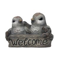 Willow &amp; Silk Magnesium 30cm &#39;Welcome&#39; Plaque Sign 2-Birds Pot/Planter 