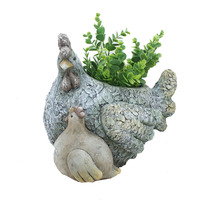 Willow &amp; Silk Magnesium 33cm Chook &amp; Baby Pot/Planter Garden Figurine 