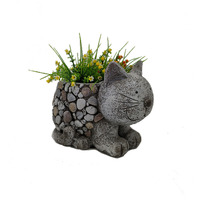 Willow &amp; Silk Magnesium 29cm Kitten Pot/Planter Garden Figurine 