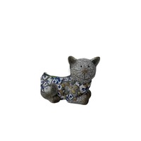 Willow &amp; Silk Polyresin 31cm Blue/ White Cat Garden Pot Planter 