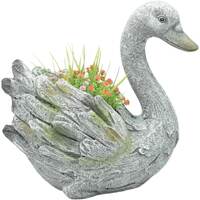 Willow &amp; Silk Polyresin 34.5cm Elegant Swan Garden Pot Planter 