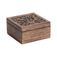 Willow &amp; Silk Wooden 15cm Square Tree-of-Life Trinket/Ornament Box