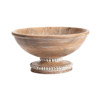 Handcrafted Wooden Beaded Round Bowl