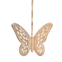 Willow &amp; Silk Handmade 18cm/15cm Set of 2 Hanging Wooden Butterflies