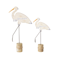 Willow &amp; Silk Metal 49cm/37cm Set of 2 Heron Bird On Base Ornament