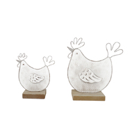 Willow &amp; Silk Set of 2 White 19cm/14.5cm Polka Dot Chook Table Ornaments 