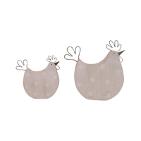 Willow &amp; Silk Set of 2 Pink 17cm/12.5cm Polka Dot Chook Ornaments 