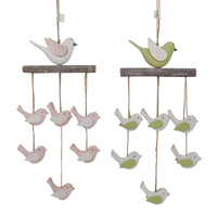 Willow &amp; Silk Hanging Set of 2 Wooden 42cm Flying Bird Flocks Wall Accent